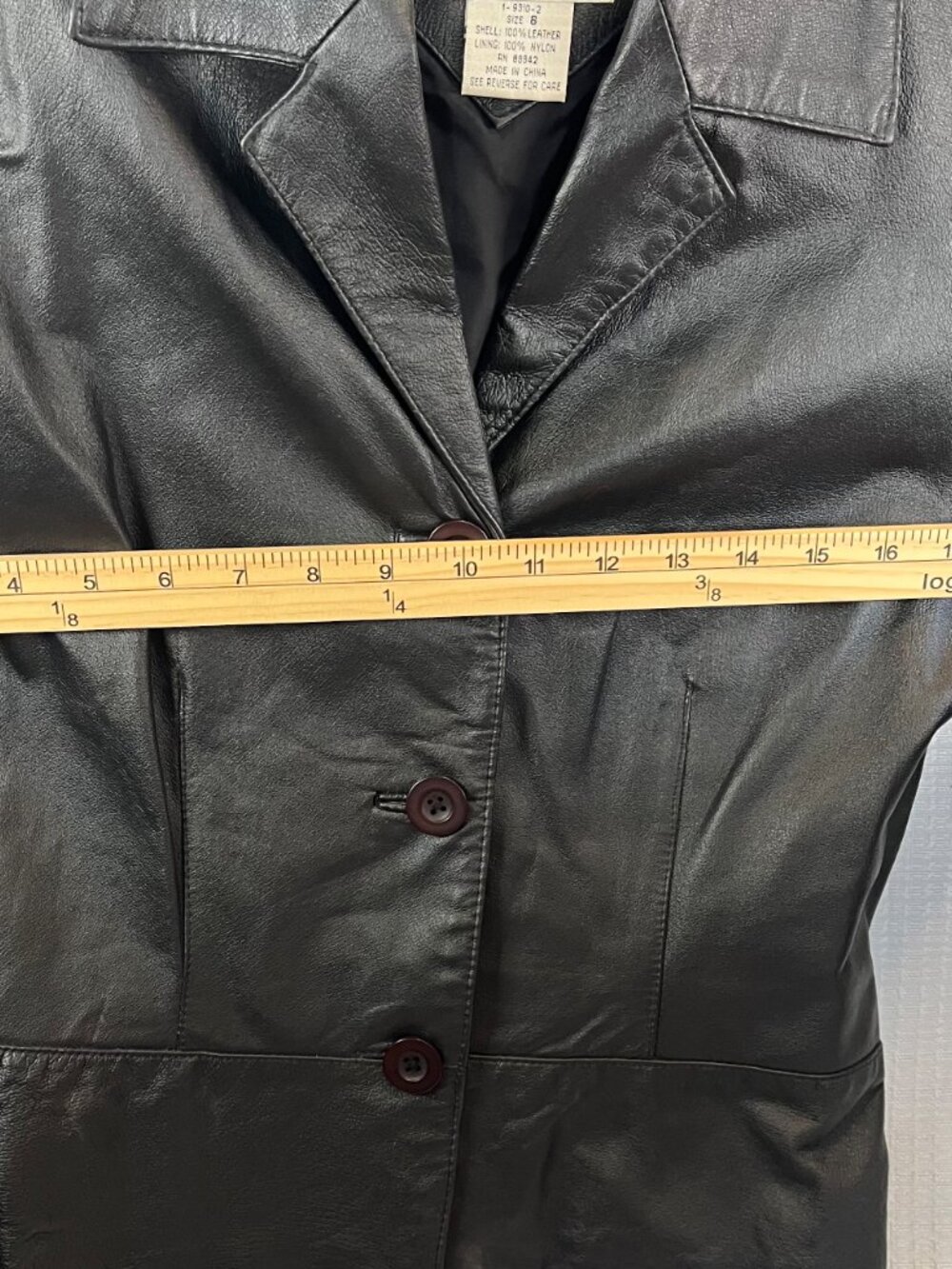 Vintage David Benjamin Fitted Black Leather Blazer size 8 - Picture 3 of 6